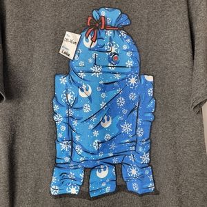 Star Wars R2D2 Gifts Wrapped Christmas Holiday Gray Blue Tee Top T-Shirt Size M